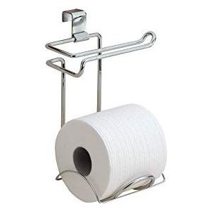 InterDesign Classico, Toiletpapierhouder voor badkamer of toilet, bovenkant toiletpot, chroom