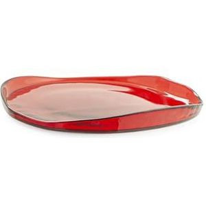 H&h Set van 6 mush-borden van rood metallic glas, 21 cm
