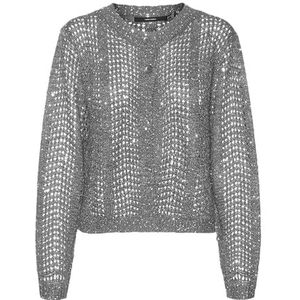 VERO MODA Vmleilani New Ls Damesvest met ronde hals (1 stuk), Griffin/detail: zilveren pailletten, M