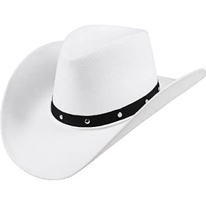 Boland 04384 - Cowboyhoed Wichita, Wit, Vilten hoed, Sheriff, Wilde Westen, vermomming, kostuum, carnaval, themafeest