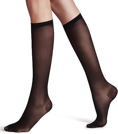 FALKE Lufthansa Travel & Comfort Vitalize 20 DEN compressiekousen voor dames, dun, transparant, grijs, zwart, meer effen kleuren, mat, compressie, 12-16 mmhg, 1 paar, Zwart 3009