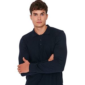 Trendyol Gestructureerde Slim Pullover Polokraag trainingspak heren, marineblauw, L, Navy Blauw