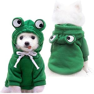 Warme kleding met capuchon voor kleine en middelgrote honden en katten (groen, maat XS)