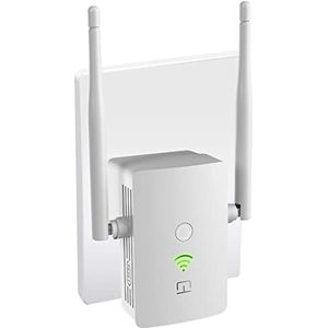 WLAN-versterker, dual-band wifi-repeater, 1200 Mbit/s, internetversterker, groot bereik, repeater met LAN-verbinding, stopcontact, 867 Mbit/s 5 GHz + 300 Mbit/s 2,4 GHz, compacte constructie