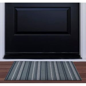 Nautica - PVC Utility Mat | Binnen/Buiten | Antislip | Tapijt voor keuken, garage, wasruimte, foyer, enz. | Moderne gestreepte deurmat | Afmetingen - 40,6 x 61 cm | Blauw