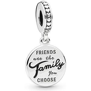 PANDORA Charm hanger ""vrienden zijn familie"" 798124EN16, Zilver, Niet van toepassing