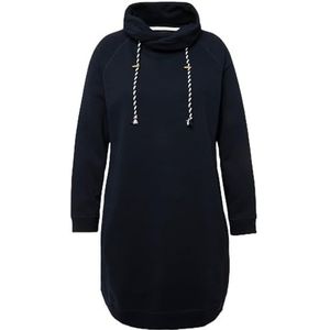 Ulla Popken Sweatjurk, opstaande kraag, lange mouwen, zakken voor dames, Navy Blauw