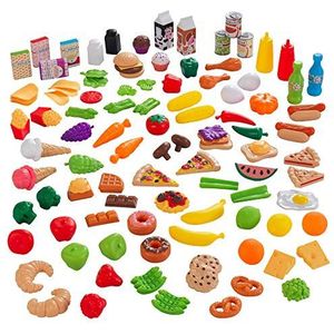 KidKraft - Set fruit, groenten en accessoires van kunststof, Tasty Treats Deluxe, kinderdinette, imitatiespel, 63330, meerkleurig, 115-delig