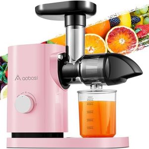 Aobosi Groenten- en fruitextractor, koude sapcentrifuge met stille motor en omgekeerde functie, BPA-vrij en gemakkelijk te reinigen & borstel。 (45 mm, roze)