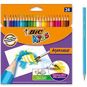 BIC Kids Aquacouleur kleurpotloden met aquarelkleureffect, 24 kleurpotloden