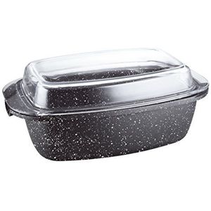 Kamberg - Ovenschaal 40 x 22 x 16 cm - Gegoten aluminium - steencoating - Glazen deksel - Geschikt voor alle warmtebronnen inclusief inductie - PFOA-vrij