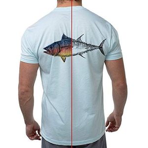 Del Sol Klassiek heren T-shirt met ronde hals - Big Fish, ijsblauw - zwart wisselstuk met heldere kleuren in de zon - maat, Blauw