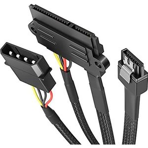 KabelDirekt – 30cm SATA 22-pins naar Molex 4-pins voedingskabel en 60cm SATA 3 6 Gbit/s 7-pins datakabel