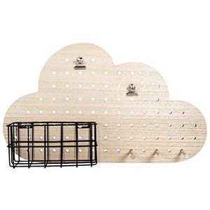 RAYHER 63061000 opbergset van grenenhout & peg, wolk, natuur, 13-delig, 40 x 10 x 23,5 cm, MDF-hout, wandmontage, modulair, organisatie, kinderkamer