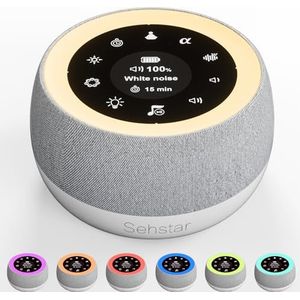 Sehstar Witte ruismachine voor baby en volwassene geluidstherapie 22 witte geluiden/5 yoga/5 golven α 7 kleuren/3 helderheid/ademlicht touchscreen timer geheugen