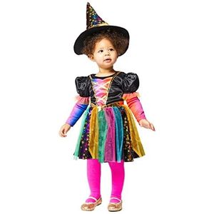 amscan 9914799 - regenboog heksenkostuum voor kleine meisjes, 12-18 maanden