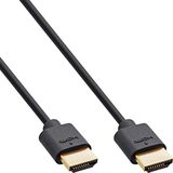 InLine® Slim Câble HDMI ultra haute vitesse, 8K4K, mâle/mâle, noir/or, 2 m