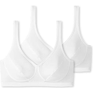 Schiesser 2 stuks bustier met cups voor dames, Wit