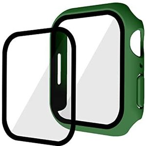 Compatibel met iwatch7-horlogekast, iwatch7-bescherming, PC-geharde folie + folie één, 45 mm beschermhoes, donkergroen
