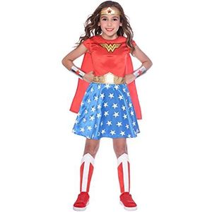 amscan 9906083 Officieel Warner Bros DC Comics Wonder Woman kostuum voor meisjes (6-8 jaar), rood
