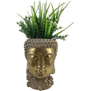 DKD Home Decor Bloempot Gouden Boeddha hars (13,5 x 15,3 x 19 cm) (2 stuks) (S3024059)