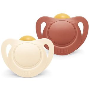 NUK for Nature Babyfopspeen in set van 2, 6-18 maanden, duurzame rubberen fopspenen, meer dan 98% natuurlijke grondstoffen, geaccepteerd door 99% van de baby's, BPA-vrij, terracotta rood