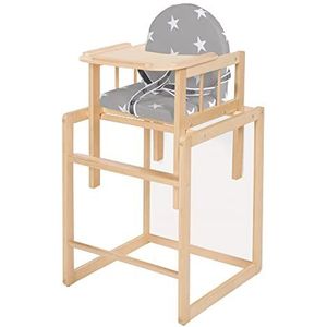 roba Little Stars, 7512F190, combi-kinderstoel, ombouwbaar tot tafel en stoel, natuurlijk hout, gevoerde zitting