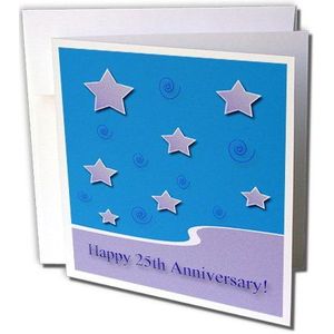 3dRose gc_34308_1 wenskaarten Happy 25th Anniversary 6 stuks, 15,2 x 15,2 cm, lavendel op blauw