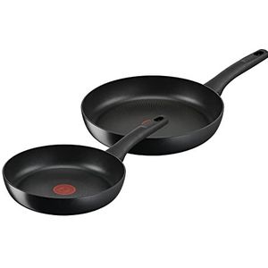 Tefal G28890 Hard Titanium On pannenset 24 + 28 cm, aluminium, veilige antiaanbaklaag, temperatuurweergave, geschikt voor alle warmtebronnen, geschikt voor