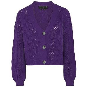 faina Women's Femmes Mode Pull Col en V et Insert Perles Acrylique Violet Taille M/L Sweater, Medium, lilas, M