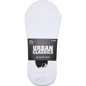 Urban Classics 10 paar Unisex No Show Socks Sokken voor dames en heren, multipack in zwart, wit of met gemengde kleuren, maten 35-50, Wit