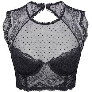 DOBREVA Dames beha kant met beugels bustier bralette, Zwart 2