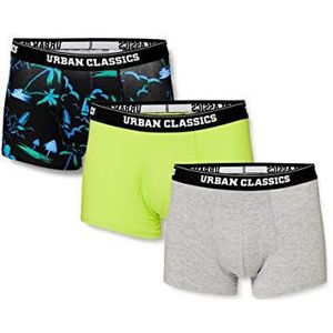 Urban Classics Set van 3 boxershorts voor heren in vele kleuren, maten S tot 5XL, IJsland Aop + limoen + grijs.