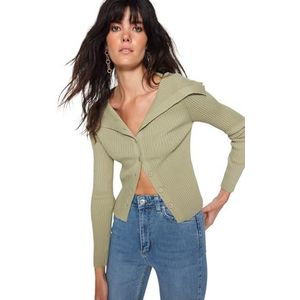 Trendyol Trendyol Damesvest, dun, lange mouwen, cardigan, sweater voor dames, Khaki (stad)