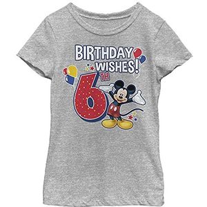 Disney T-shirt Mickey & Friends 6e Birthday Wishes Girls Grey Heather Athletic XS, Athletic grijs gemêleerd