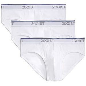 2(X) IST Cotton Stretch No Show Brief Set van 3 onzichtbare slips van stretchkatoen voor heren (3 stuks), Wit/Wit