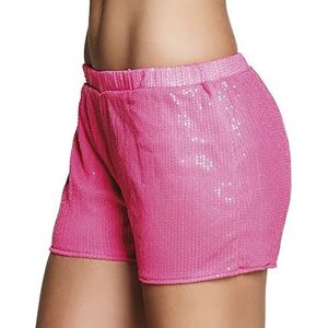 Hotpants Shorts met pailletten, maat M, Fluo felroze