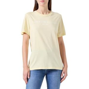 Tommy Hilfiger Reg Corp Logo C-nk Ss S/S gebreide tops voor dames, Citroenschil