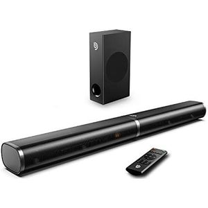 Soundbar met subwoofer, 190 W, 2,1 kanalen, tv-soundbar, verstelbare bassoundbar en DSP-technologie met HDMI Arc, USB, OP, AUX en Bluetooth 5.0 voor thuisbioscoop – Tapio III zwart