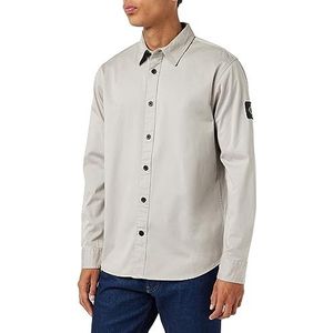 Calvin Klein Jeans Casual overhemd met Monologo-badge, casual overhemden voor heren, Bruinvis
