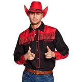 Boland - Westernhemd zwart rood voor heren - verschillende maten met franjes, cowboy - wild vest - carnavalskostuum - themafeest, Zwart/Rood