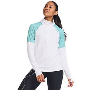 2XU Light Speed damesshirt met lange mouwen 1/2 rits, Wit/porselein reflecterend, L