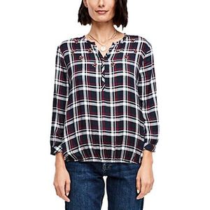 s.Oliver blouse dames, Geruit in marineblauw.