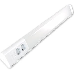 REV PENTA Lichtstrip, onderbouwstopcontact voor keuken, met 2 stopcontacten en schakelaar, 15 W, 76 cm, wit, wit