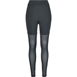 Urban Classics Dameslegging met hoge taille, transparant mesh, technische dameslegging met mesh-inzetstukken op de pijpen, maten XS tot 5XL, zwart.