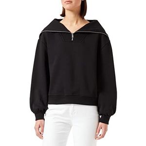 Urban Classics Oversize sweatshirt voor dames, opstaande kraag, zwart.