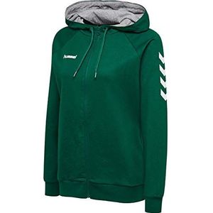 hummel Katoenen hoodie met ritssluiting voor vrouwen, Fir Groen, XS