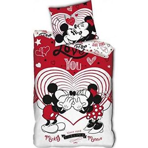 Disney Minnie Mouse Dekbedovertrek Love You - Eenpersoons - 140 X 200 cm - Rood
