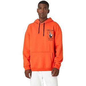 Koton Sweat À Capuche Imprimé Slogan Maillot de survêtement Homme, Orange (202), XXL