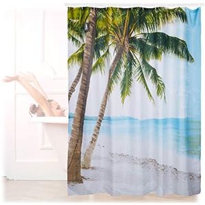 Relaxdays Douchegordijn Strand  - 180x180 cm - Badkamer Gordijn  - Anti-Schimmel - Beach